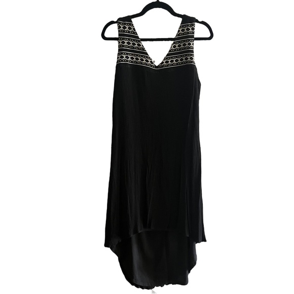 Apt 9 Vee Neck Sleeveless MIDI Dress Medium in Black with White/Good embroidery - Picture 1 of 13